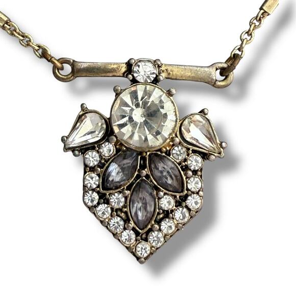 Vintage Ann Taylor Crystal Statement Necklace 30inch - Picture 2 of 8